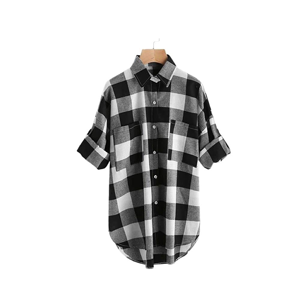 Rimsha Wear Women's wear Black White Check Button up Front Shirt