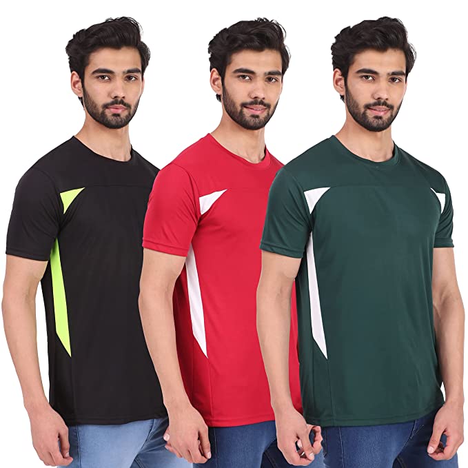 London Hills Color Block Men Round Neck Sports T-Shirt (Pack of 3)