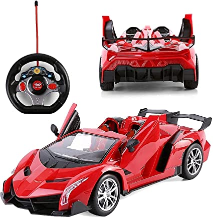 M J Capture Racing Car Musical Toys 360 Degrees Rotating Transparent Concept Racing Car with Music & 3D Flashing Lights for 2-5 Year Kids - Pack of 1, Multicolour