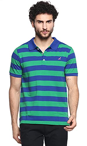 AMERICAN CREW Half Sleeves Striped Polo Collar T-Shirt for Men