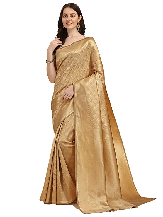 Jaanvi Fashion Women's Banarasi Silk Sarees With Zari Jacquard Work & Blouse Piece